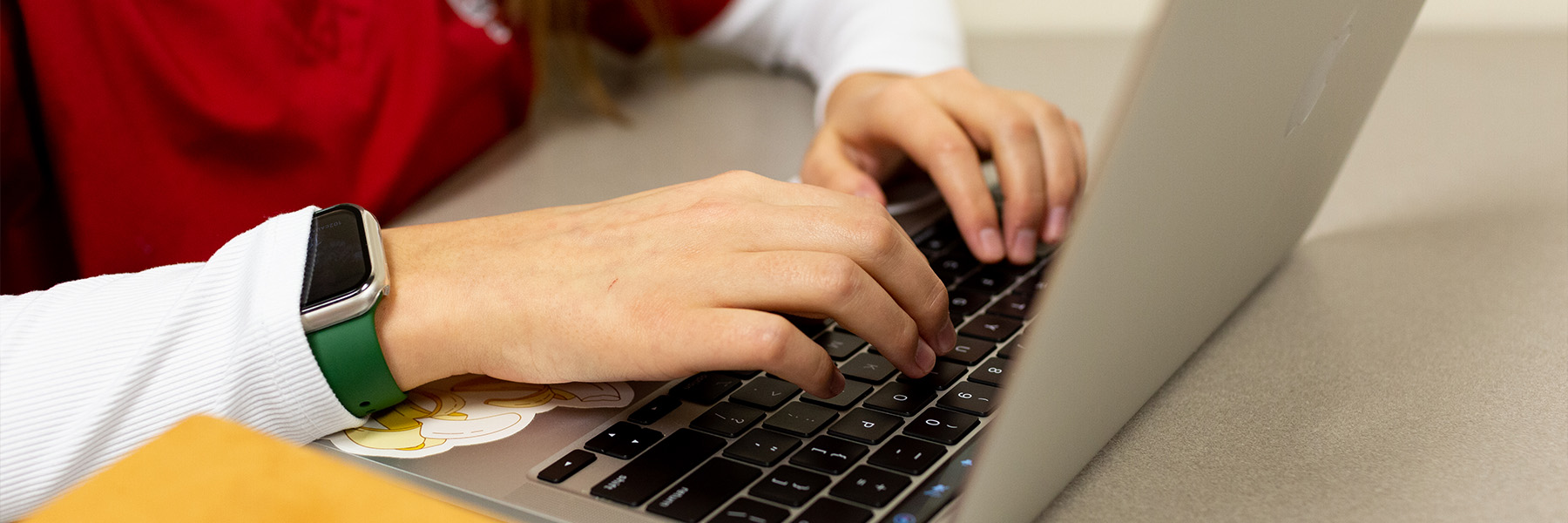 Nursing student using laptop