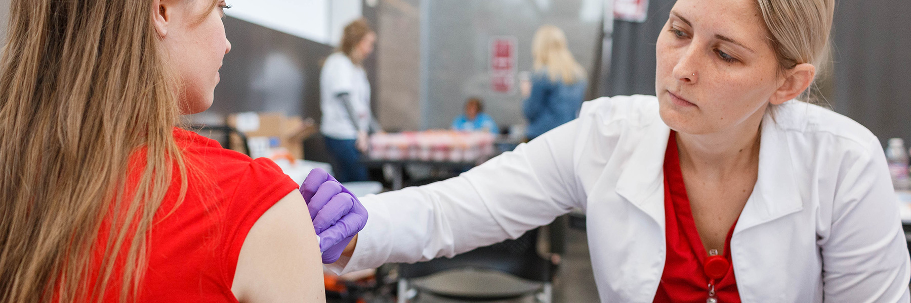 Nurse at an immunization clinic