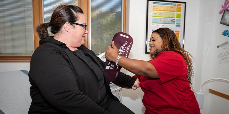 Nursing student in training