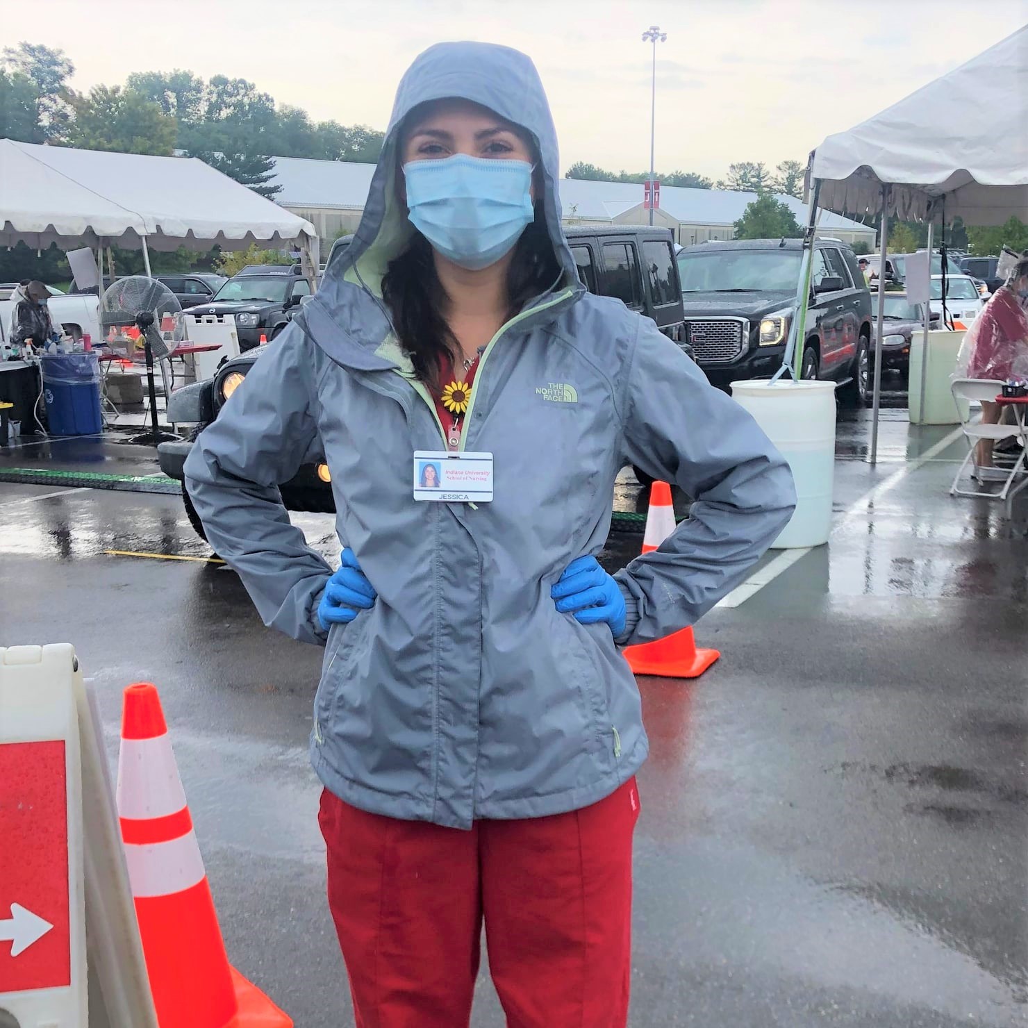 Student with protective mask