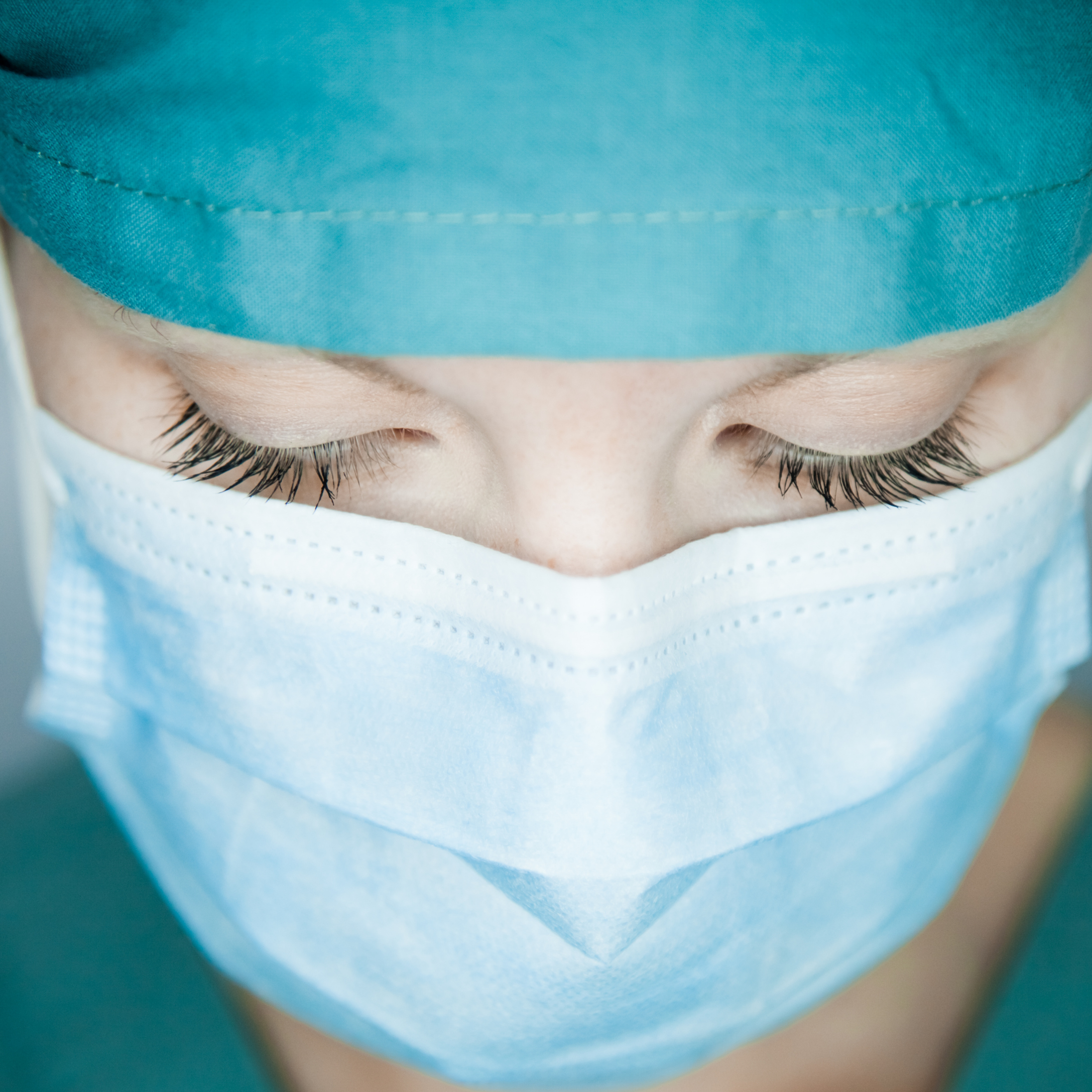 Face of a nurse with protective mask