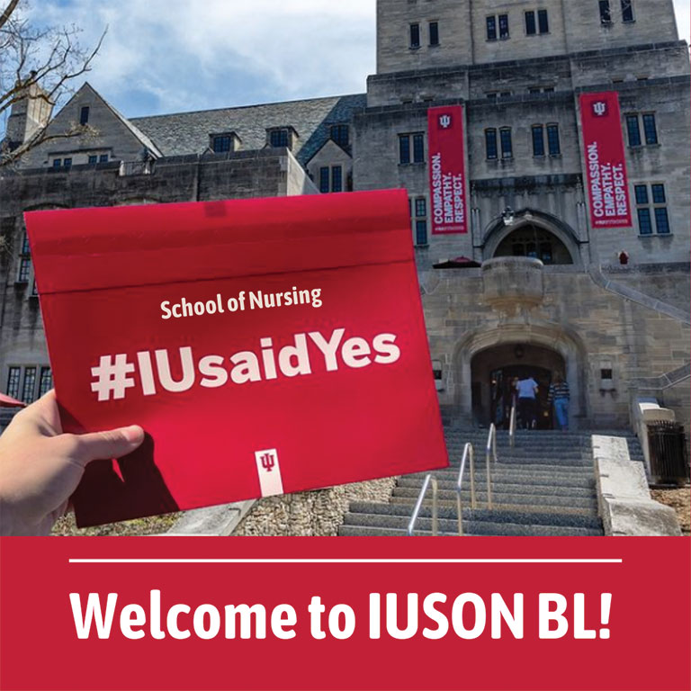Bloomington scene with sign "IU Said Yes"