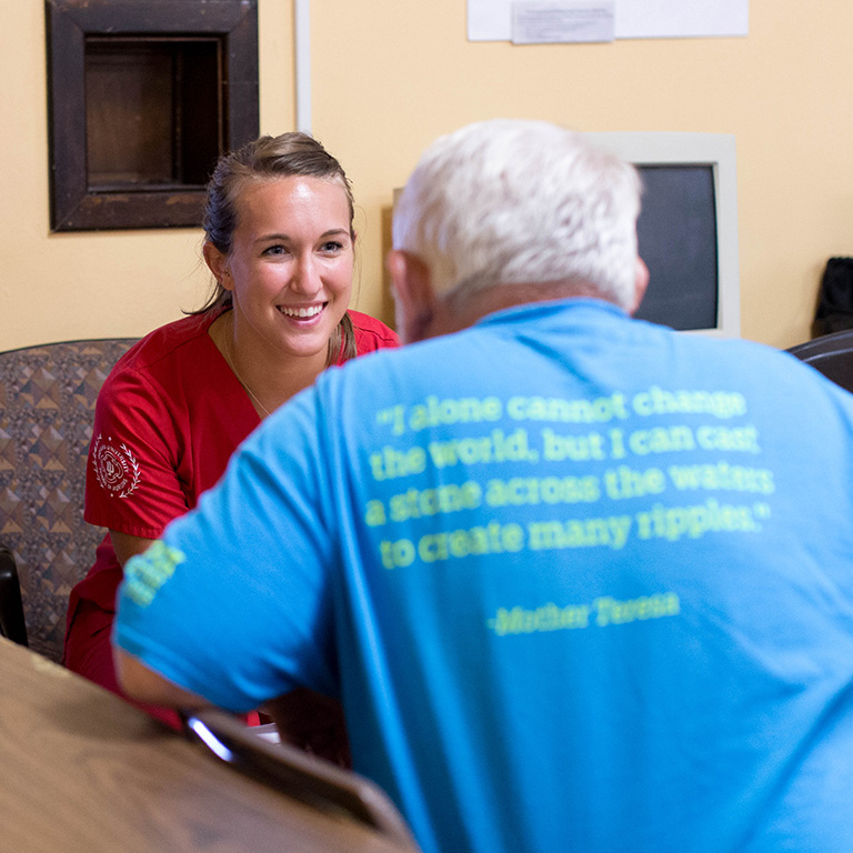 IUPUI student working at the Eastside Clinic